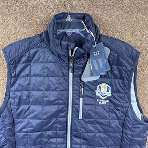 Cutter & Buck Mens Ryder Cup 2025 Bethpage Black PrimaLoft Vest Navy Blue M NEW